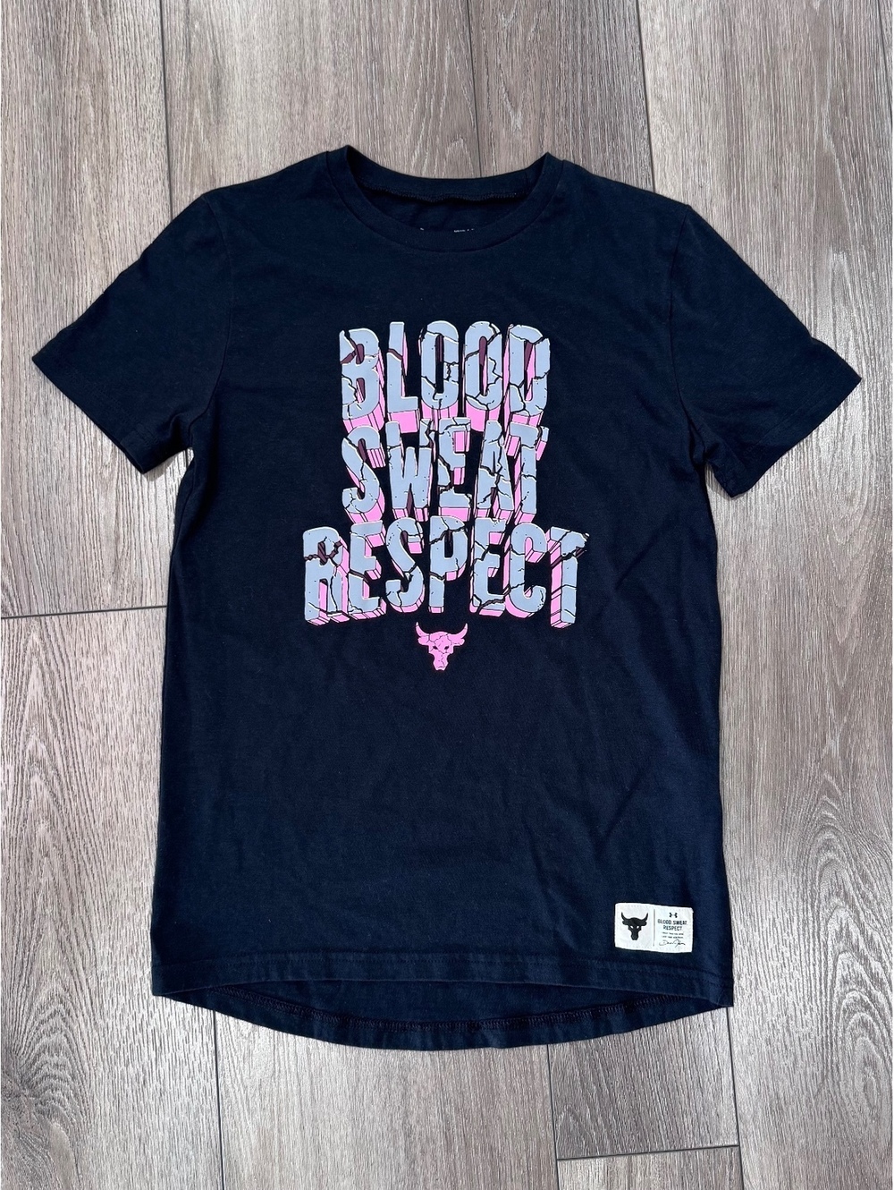 Under Armour youth Black 'Blood Sweat Respect' Graphic T-Shirt, Size M, VeryGood